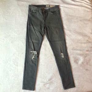 All Saints Premium Grey Distressed Jeans
